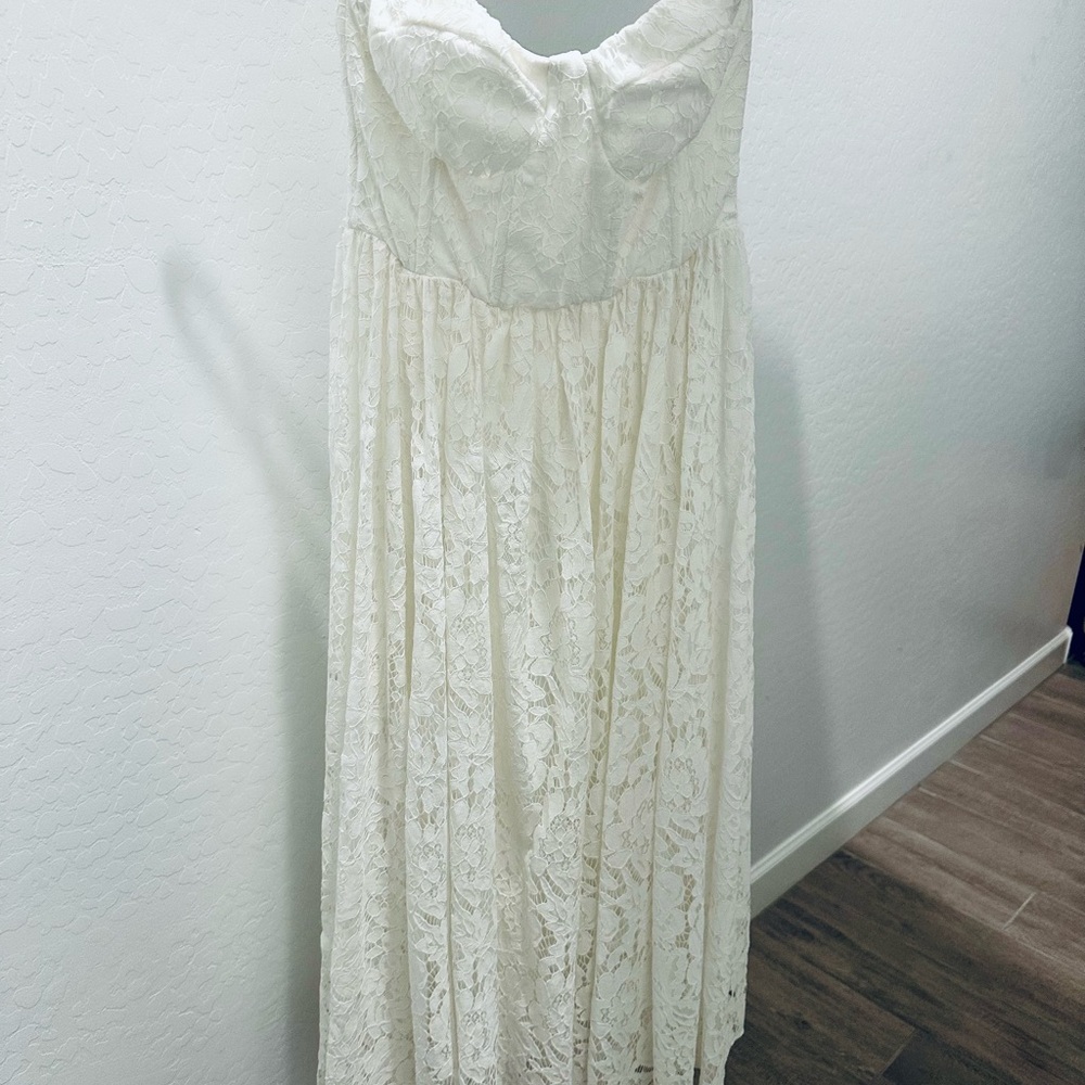 Altar'd State Strapless Lace Dress in Cream